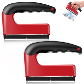 2 Pack 100 Lb Magnet with Handle, Powerful Magnetic Pickup Tool with Rubber Ergonomic Handle, Heavy Duty Magnets for Lifting Metal Objects, Iron Plates, Doors (Red with 2 Magnetic Shields)
