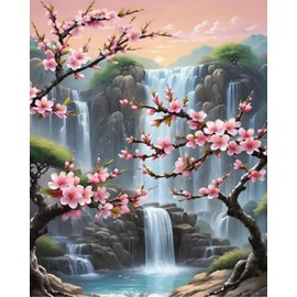 Arttoplus Waterfall Paint by Numbers Kit for Adults-Flowers Adult Paint by Number Kits on Canvas,Landscape Painting by Number Adult for Gift Home Wall Decor(16x20inch)
