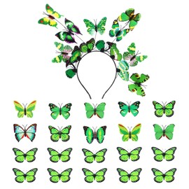 LUUFILx Butterfly Fascinators Green Butterfly Headband Hair Clips for Women Girls Spring Monarch Butterfly Decoration Costume Crown Hat Headpiece Butterfly Accessories for Cosplay Tea Party