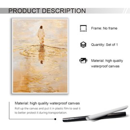 Jesus Christ Walking on Water Print, Christian Oil Painting, Inspirational Jesus Portrait with Bible Verse, Religious Wall Art for Christmas, Easter, and Spiritual Home Decor 12x16in Unframed