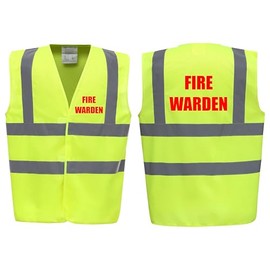 Brook Hi Vis UK Fire Warden Premium Yellow Hi Vis Vest - High Visibility Safety Waistcoat with Reflective Bands, Company Compliance and Event Staff, Alpha, XL, Regular, Regular, Yellow
