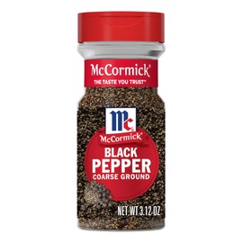 McCormick Black Pepper, Coarse Ground, Non GMO, Hand-Harvested, Enjoy Distinctive Pepper Flavor While Cooking & Tableside, 3.12 oz