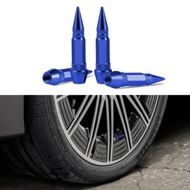 QZTYTY 4PCS 60mm Spiked Aluminum Stem Valve Caps, Tire Valve Caps, Dustproof Tire Wheel Stem Caps, Universal Tire Air Cap Car Accessories Compatible with Cars, SUVs,Trucks Bicycles (Blue, 60mm)