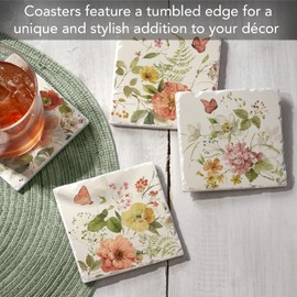 Thirstystone Blessed by Nature 4-Pack Tumbled Tile Stone Coasters with Protective Cork Backing Manufactured in The USA