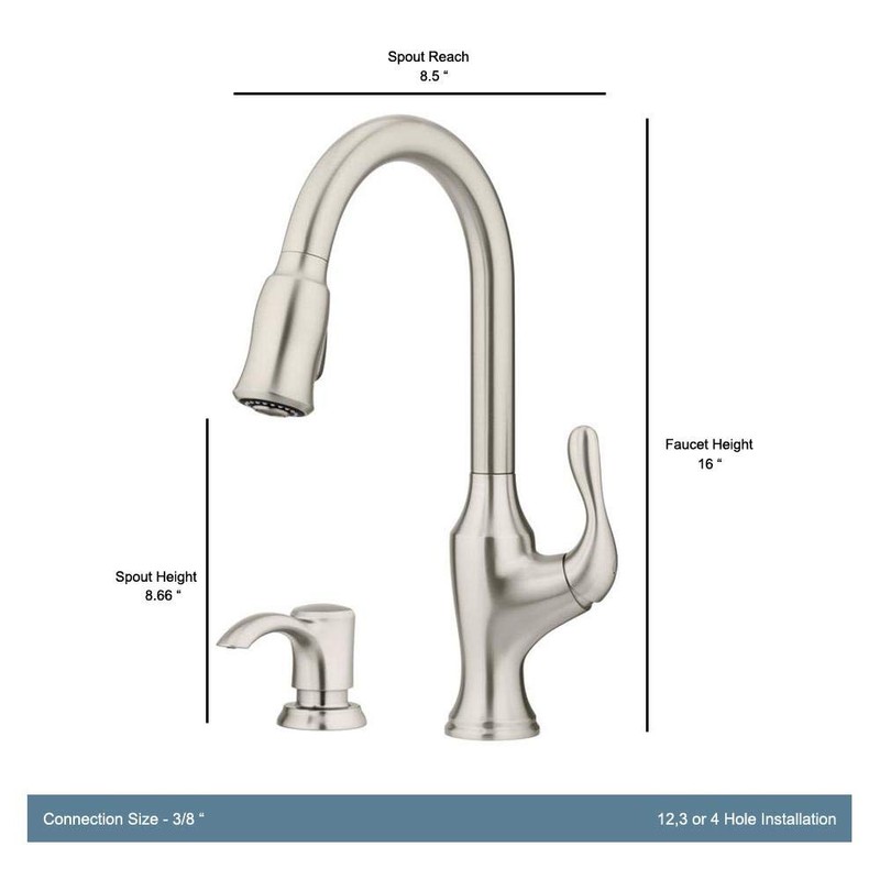 Pfister Deming Kitchen Faucet with Pull Down Sprayer and Soap