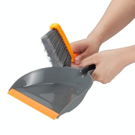 Mini Broom and Dustpan Set - Small Broom and Dustpan Set for Home, Camping Broom, Whisk Brooms Small(Gray Orange)