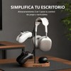 Soporte Gamer de Madera Nogal Universal para Audífonos y 2