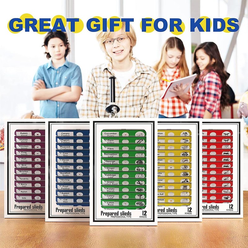 Plastic Prepared Microscope Slides for Kids, Cainda 60pcs Animals Insects