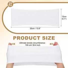 PATIKIL Premium Spandex Chair Sashes Bows, 25 Pcs Elastic Stretch Chair Cover Band Ties with Slider Buckle for Birthday Party Banquet Wedding Decoration, White