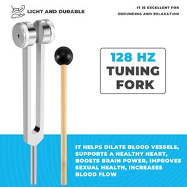 Aswalling 128 Hz Tuning Fork Weighted Bio-Acoustic Tuning Fork for Therapy 128 Hz Acoustic Slider Tuning Fork