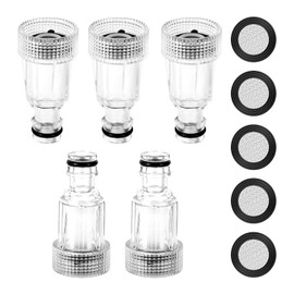 5 Pcs Pressure Washer Hose Fittings,3/4 Inch Garden Hose Connector, Durable Plastic Pressure Washer Inlet Filter Hose Connector, Quick Connect Gun Adapter for Garden and Home Use