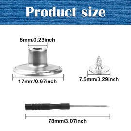 Hidaily 122 Sets Buttons for Jeans, No Sew Adjustable Metal Jean Buttons Replacement Repair Combo Thread Rivets and Screwdriver