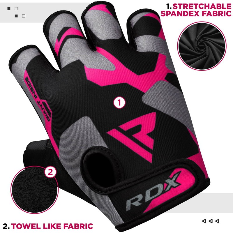 RDX Gym Weightlifting Bodybuilding Sports Fitness Training Workout Gloves, pink,