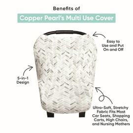 Baby Car Seat Cover Canopy and Nursing Cover Multi-Use Stretchy 5 in 1 Gift"Clay" by Copper Pearl