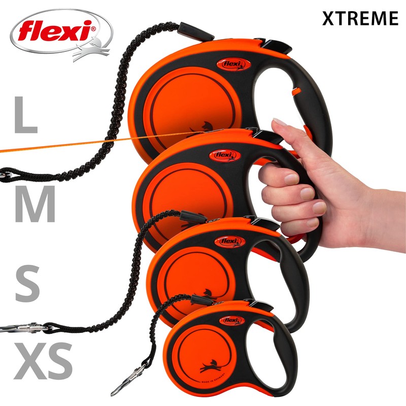Flexi Xtreme Tape Orange & Black Large 5m Retractable Dog