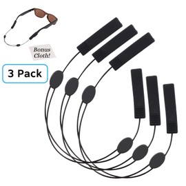 Sidelinx Adjustable Eyeglass Strap (3 Pack) - No Tail Sunglass Strap - Eyewear String Holder - With Bonus Glasses Cleaning Cloth - 3 Pack