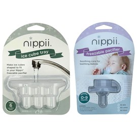 Nippii - Chupete y bandeja para cubitos de hielo, silicona suave y congelable para alivio de la dentición del bebé, juguete de dentición fría durante 0-9 meses, sin BPA, grado médico y fácil de
