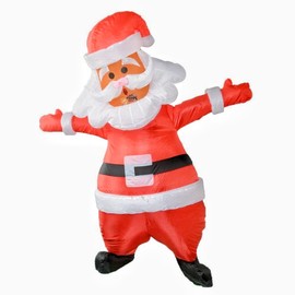 LafaVida Inflatable Giant Santa Claus Full Body Christmas Costume Suit for Adults and Teens 4.3ft-6.5ft Funny Blow-up Outfit
