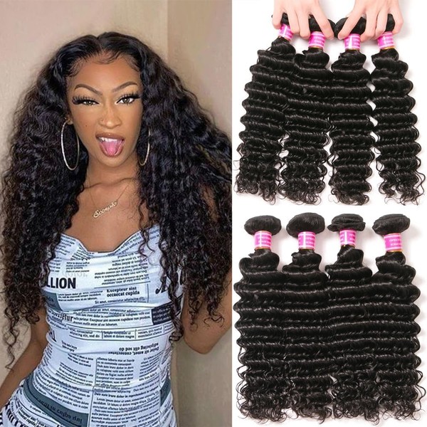 12A Deep Wave Human Hair Bundles - 100% Unprocessed Brazilian