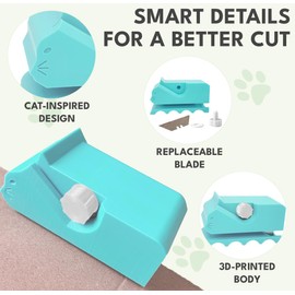 Cardboard Strip Cutter, Cat Scratcher Cutter, Cardboard Cutter for Cat Scratcher, Cat Scratcher Cardboard Cutter, 3D Printing Handheld DIY Cutting Tool Accessories, Gift for Cat Lovers (Light Blue)