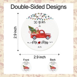 20 Year Anniversary Ornament 2025, 20th Anniversary Mr and Mrs Gifts for Couple, 20 Year Porcelain for 20th Anniversary Keepsake for Home and Christmas Decorations