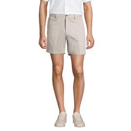 Lands' End Men s No Iron 6 Plain Front Comfort Waist Chino Shorts Light Stone Regular 42
