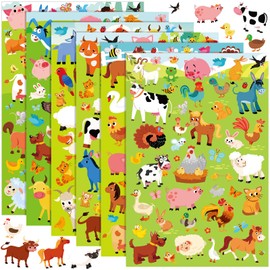 48 Sheets Animal Stickers for Kids 2000+ Cute Cow Stickers Horse Sticker Dog Rabbit Wall Decal Self Adhesive Farm Animals Sticker for Farm Theme Party Decor Skateboard Class Rewards