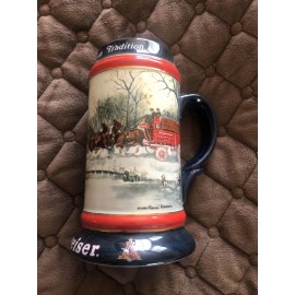 Budweiser New! 1990 Budweiser Beer Holiday Stein -An American Tradition- Clydesdale Horses