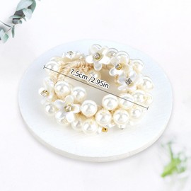 Esitrormi Pearl Hair Scrunchies hair ties for thick hair ponytail holders hair elastics bachelorette party wedding bridal boho summer vacation prom hair accessories for women girls（Pack of 3）