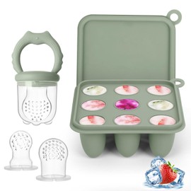 Baby Fruit Feeder Ice Lolly Moulds, Fruit Feeder for Babies Teething Relief, Baby Food Feeder for Safe Infant Self Feeding, Includes 3 Extra Food Pacifier