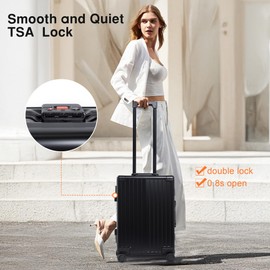 VentureVault All Aluminum Carry On Luggage 22x14x9 Airline Approved，Hard Shell Carry On Luggage, Zipperless Luggage Aluminum Suitcase Luggage (black, 20inch)