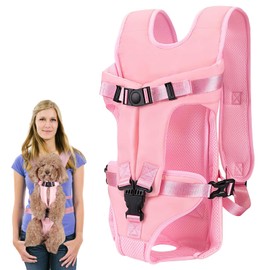 Dog Front Carrier Backpack Water Resistant Enhanced Comfort Pet Chest Backpack Carrier for Small Dogs (Pink, M)