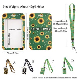 ID Badge Holder with Lanyard, 2 Pack Sunflower Card Holder and Adjustable Lanyard, 2 Lanyard Loops, Neck Card Protector for Nurse Teacher Student (A)