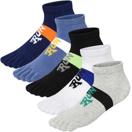 Kevaler Men's Toe Socks Five Finger Socks Cotton Trainer Socks Running Socks with Toes Single Sweat-Wicking Quick Dry Breathable EU 40-44 (5 Pairs), Multicoloured (multicoloured 2)