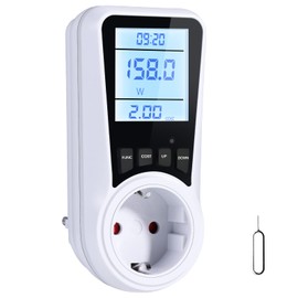 Vinabo Electric Consumption Meter Power Meter Power Consumption 16A/3680W Italian Electricity Meter with LCD Screen 7 Monitoring Modes Overload Protection
