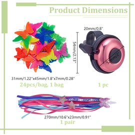 arricraft 1 Pc Kids Bike Bell and 2 Pcs Bike Streamers with 24 Pcs Butterfly Bicycle Wheel Spoke Beads for Cute Children's Bicycle Accessories