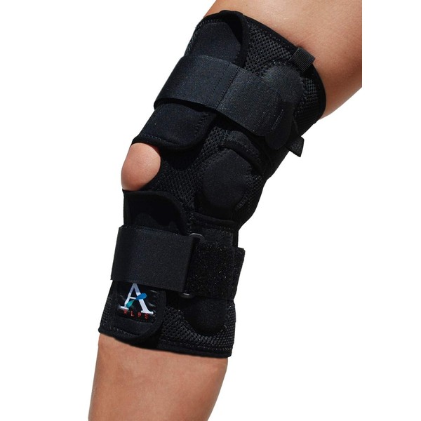 ALPS Coolfit Knee Brace, Prevent or Reduce Severity of Knee Injury, Soft and Breathable, Wrap Around with Adjustable Hinges, Medium Size