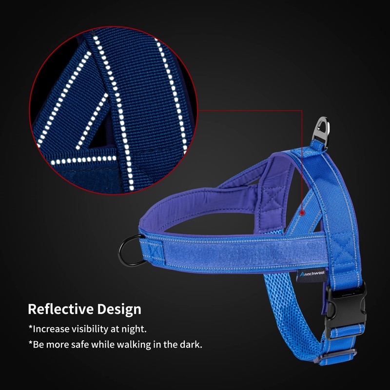 Annchwool No Pull Dog Harness with Airtag Case and Two