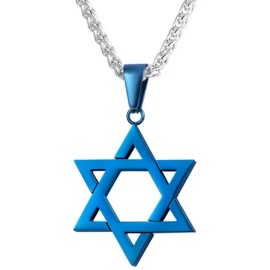 Unbranded Star of David Pendant Necklace Chain christian Israel Jewish Blue Ion Plate