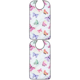 DOITOOL Lätzchen für Erwachsene, wiederverwendbar, mit Schmetterling-Motiv, wasserdicht, waschbar, für Senioren, Männer, ältere Frauen, Krankenpflege, 2 Stück