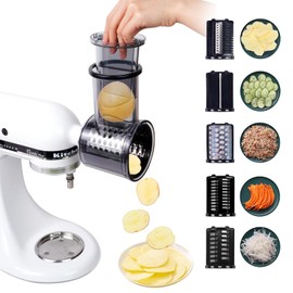 Slicer & Shredder Grater Attachment Compatible with KitchenAid Stand Mixer, 5 Blades Cheese Grater Attachment,Salad Machine with Vegetable Slicer, Salad Maker