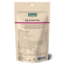 NaturVet – Hip & Joint Plus – 120 Soft Chews – Supports Healthy Hip & Joint Function – Enhanced With Glucosamine, Chondroitin, MSM & Omegas – For Dogs & Cats