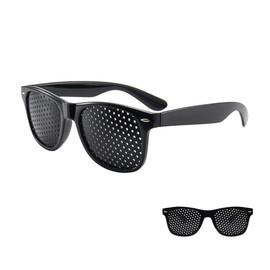 Ruayia Pack of 2 Grid Glasses, Eye Trainer Hole Glasses for Eye Training, Pinhole Glasses for Eye Gymnastics and Relaxation, Grid Glasses with Foldable Temples for Eye Training - Black