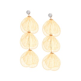 OJERRY Gold Dainty Statement Triple Flower Dangle Earrings for Women, Floral Jewelry Accessessories Romantic Cool Gifts for Her Women in Their 20s 30s