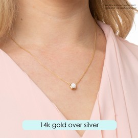 Ruby Necklaces for Women 925 Sterling Silver and 14k Yellow Gold Plated 18 Inch Chain Round Hexagon Stationary Gemstone Necklace Red Ruby Stone Pendant July Birthstone Necklace for Women Ruby Jewelry