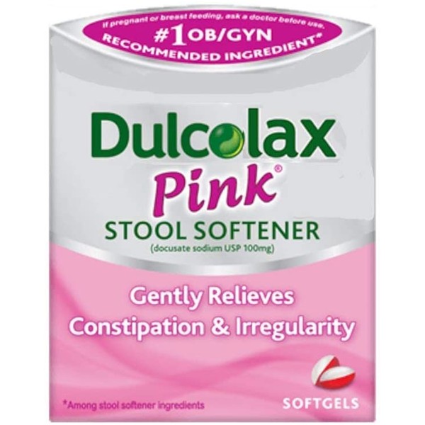 Dulcolax Pink Stool 100 mg Softener Gel Tablets, Docusate Sodium, 25 Count