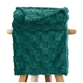 GC GAVENO CAVAILIA Throw Blankets - Fluffy Fleece Blankets For Bed, Couch, Sofa, Settee - Comfortable Thermal, Warm, Cosy Blankets & Throws - Stylish Jacquard Throw (130X180 cm) - Dark Green