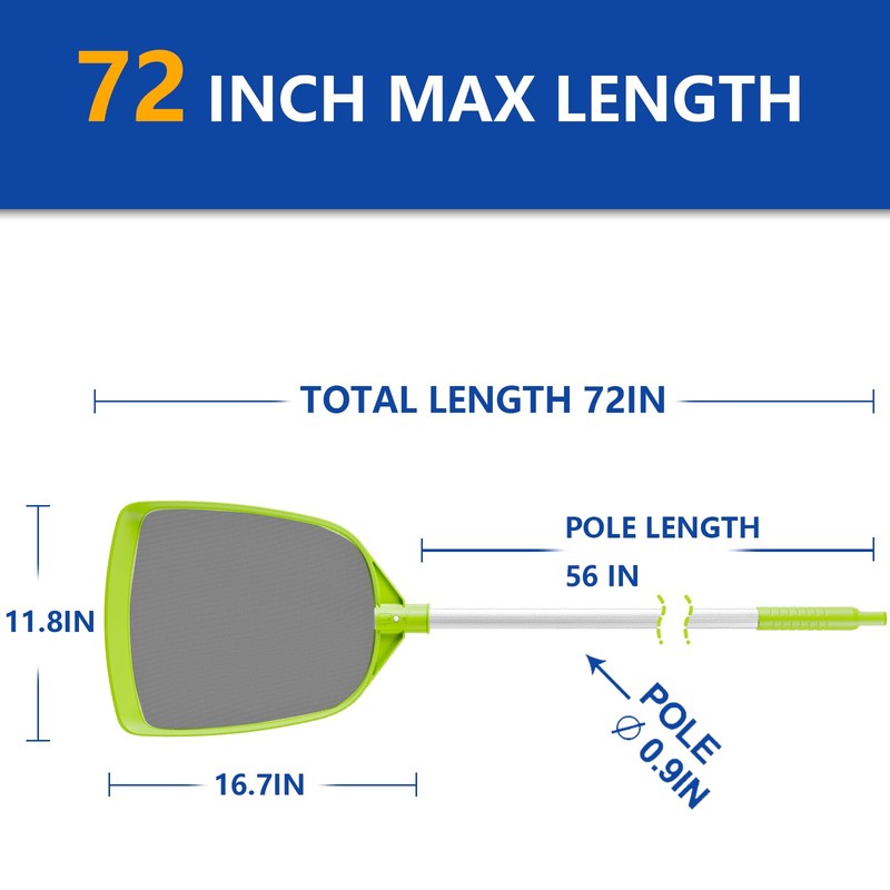 Sepetrel Pool Skimmer Net- Total Length 72 inches Rake with