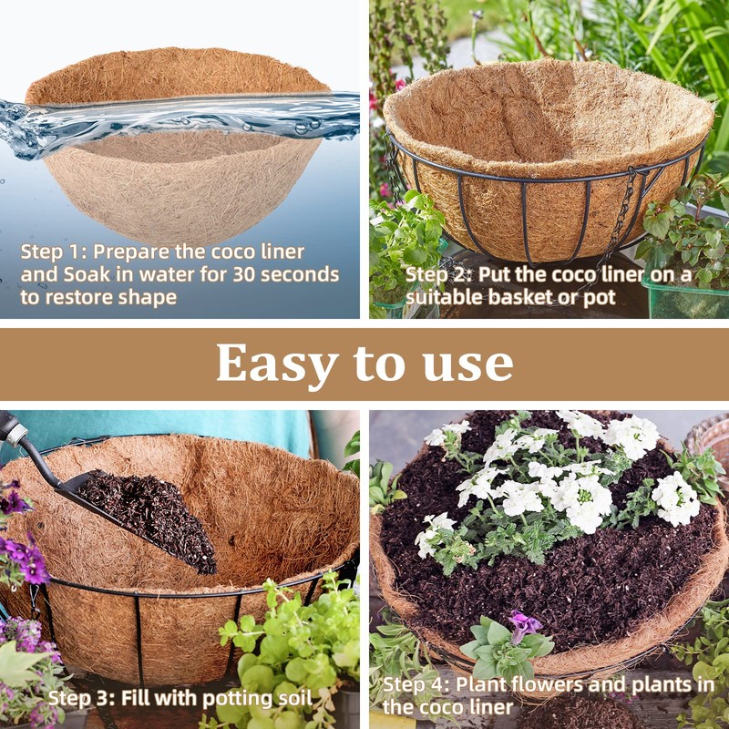 Legigo 4 Pack 20 Inch Hanging Basket Coco Liners Replacement,