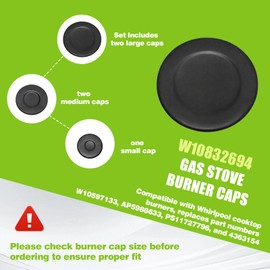 5-Pack W10832694 Gas Stove Burner Caps Compatible with Whirlpool Gas Stove Parts, Cast Iron Gas Stove Burner Covers Replacement for W10597133 AP5988633 PS11727796